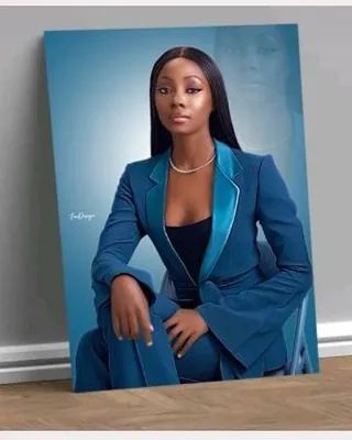 Studio portrait in a blue suit, canvas print