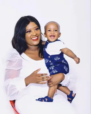 Mother and baby studio portrait